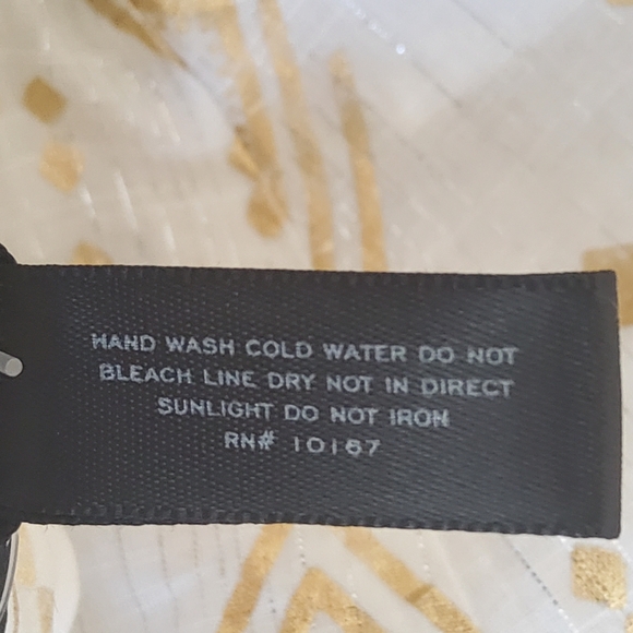 Aqua Swim Ruffle Print Maxi Midi Coverup Skirt Size S Gold White New - Picture 8 of 10